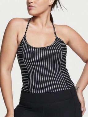 Victoria's Secret Black and White Striped Racerback Sport Top